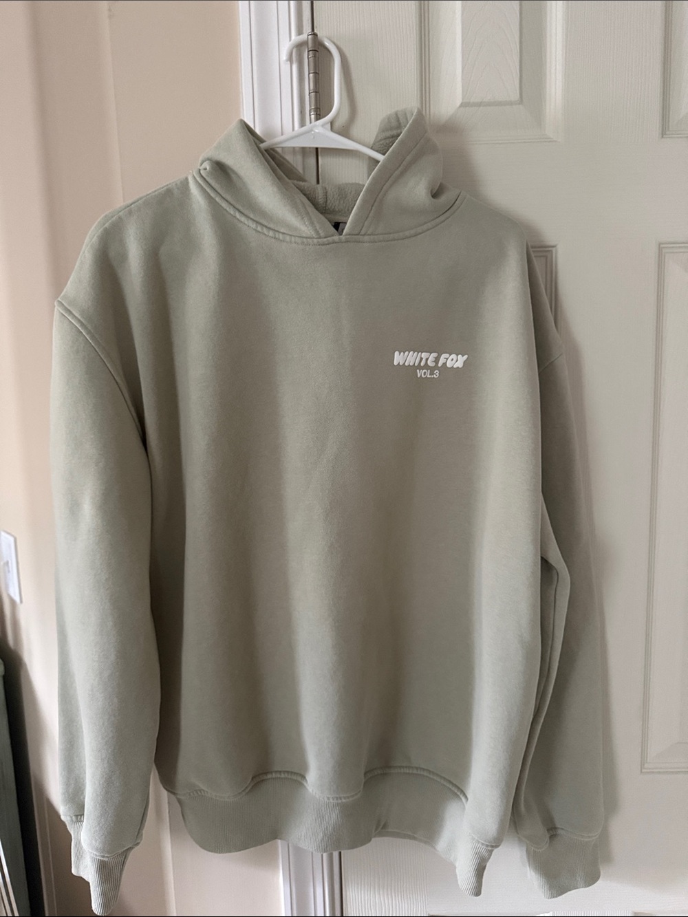 White Fox Boutique Hooded Sweatshirt in Sage Green - Minimal Logo
